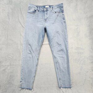 Kensie The Kelsey High Rise Skinny Jeans Womens 14 Light Blue Stretch Raw Hem